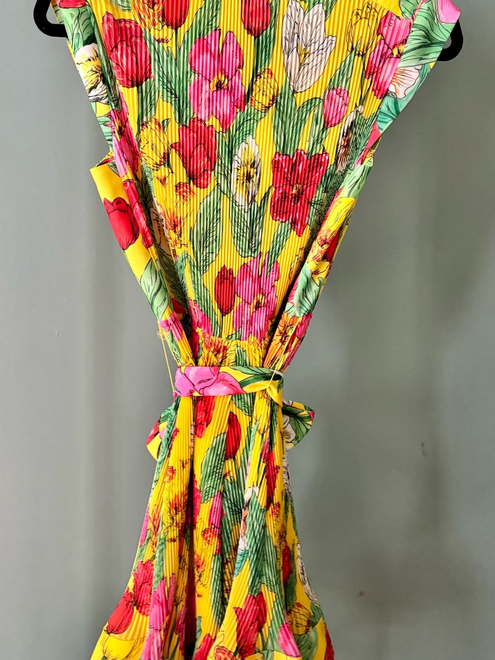 Milly Joan Tulip Rosette Dress | Pleated | Floral | Bright | Yellow - Picture 4 of 10